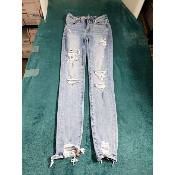 American Eagle Outfitters Denim - American Eagle Jeans Size 00 Womens Blue Denim Stretch Pants High Rise Jegging